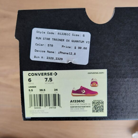 ⭐⭐⭐Converse Run Star Trainer Ox Suede Sz 6 Mens Shoes Sneaker Violet A13361C New - Picture 7 of 10